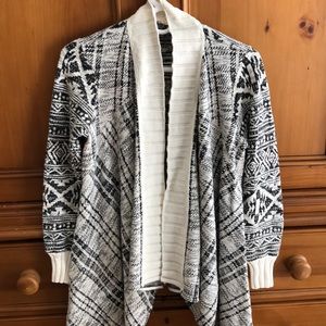 Anthropologie Black/Cream Plaid Open Cardigan